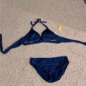 Size Medium two piece swimsuit. Navy blue. New with tags.